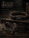 Woven Faux Leather Bracelet - Brown