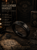 Faux Leather Bracelet - Matte Black
