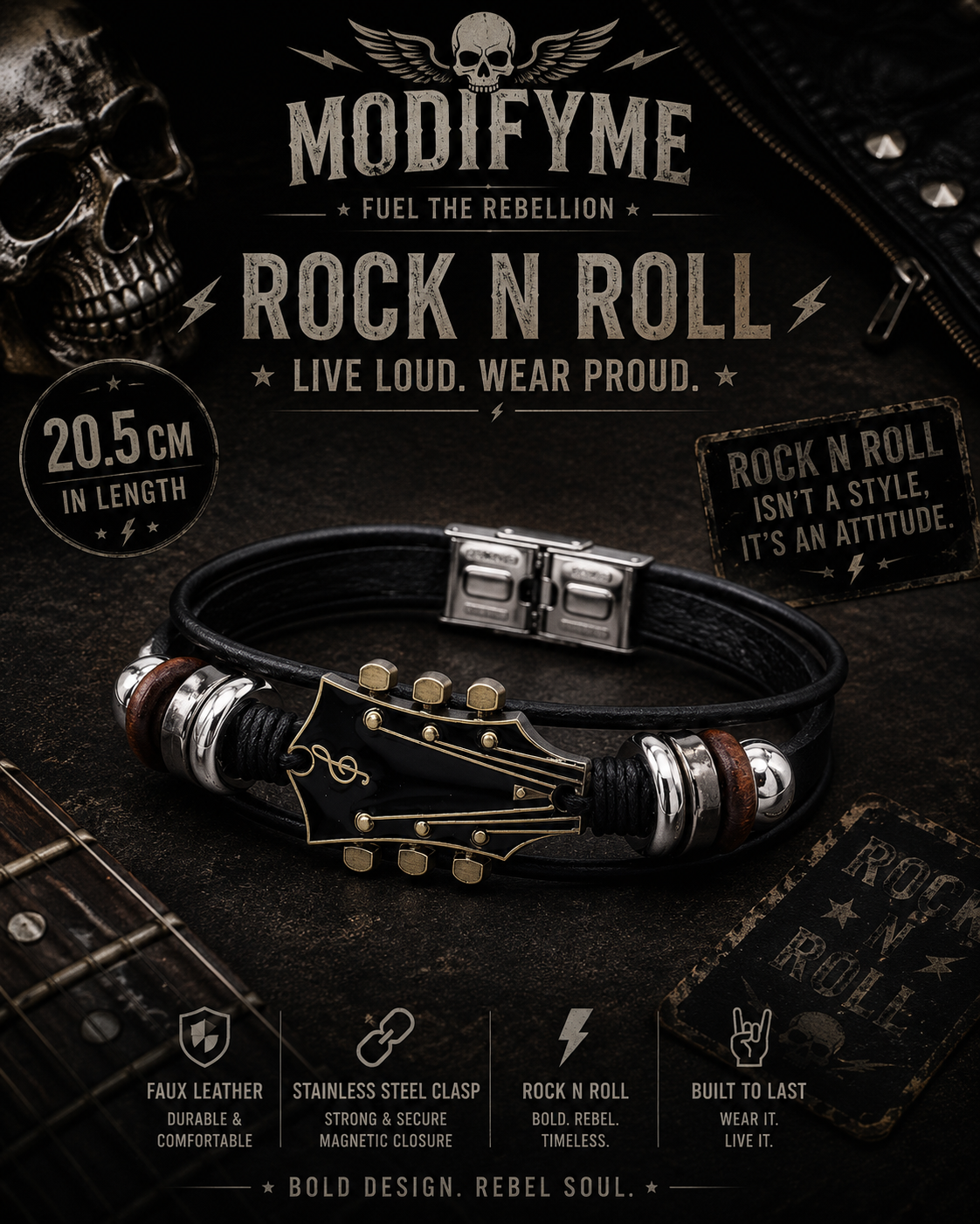 Guitar-inspired Bracelet - Black