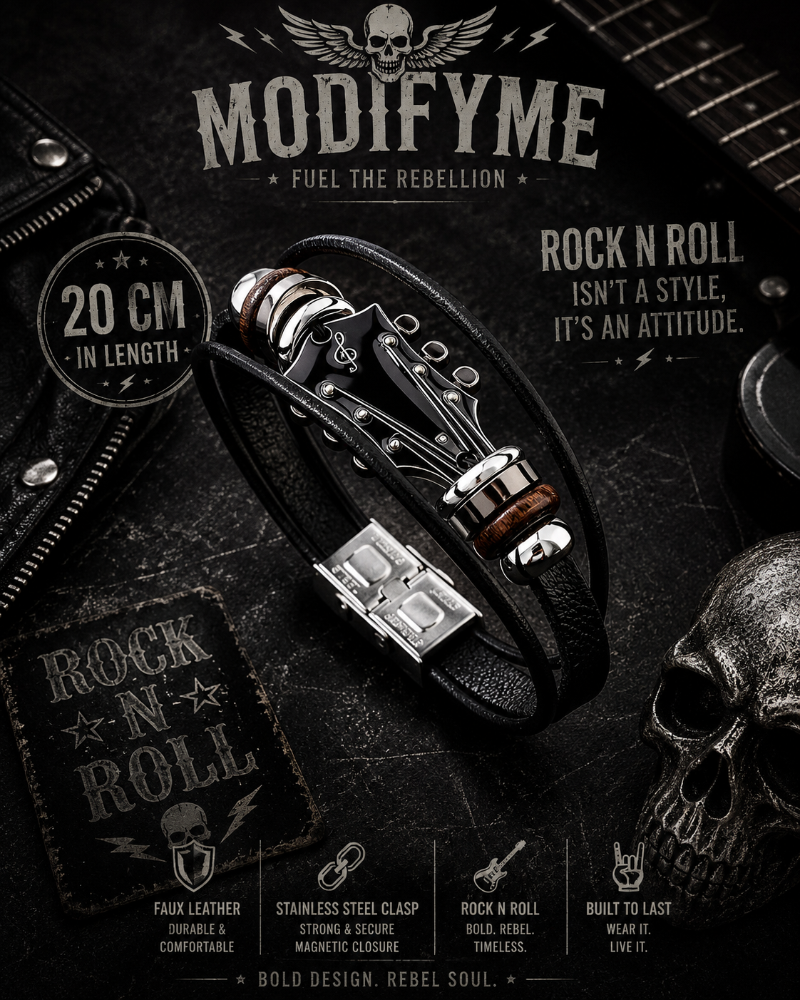 Guitar-inspired Bracelet - Black