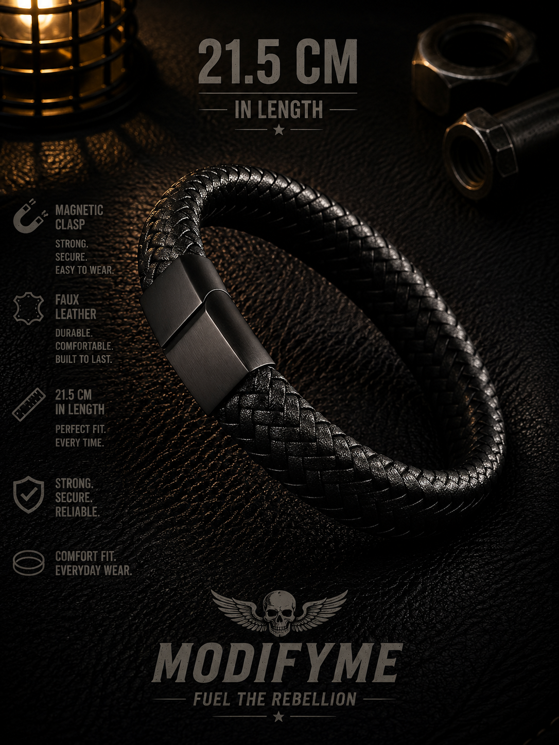 Faux Leather Bracelet - Black