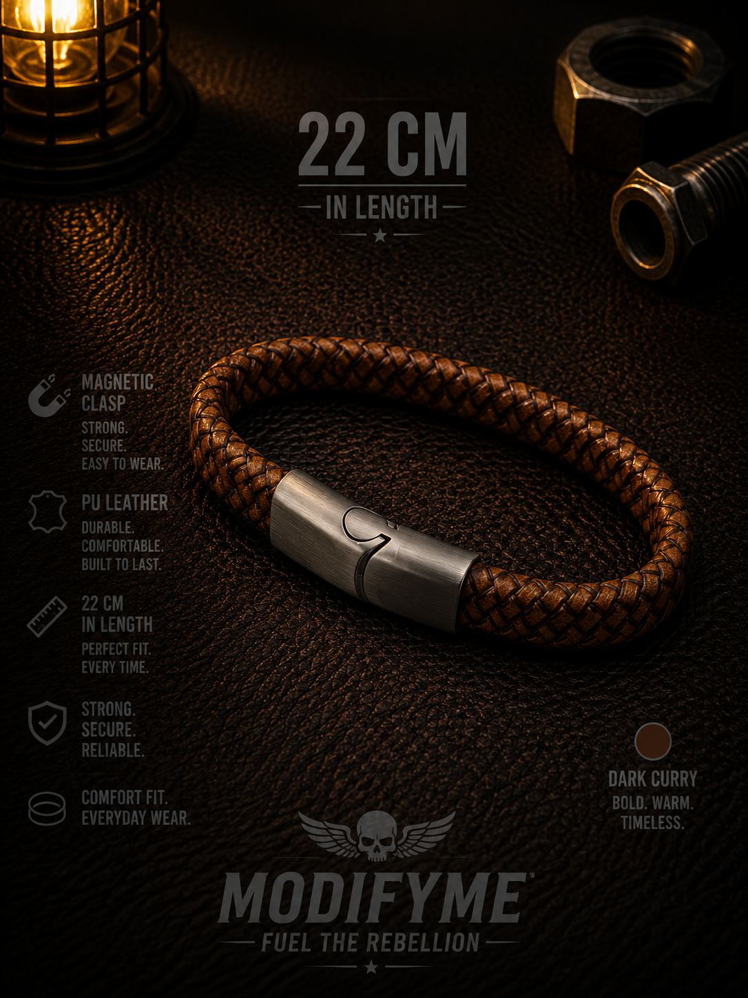 PU Leather Bracelet - Dark Curry
