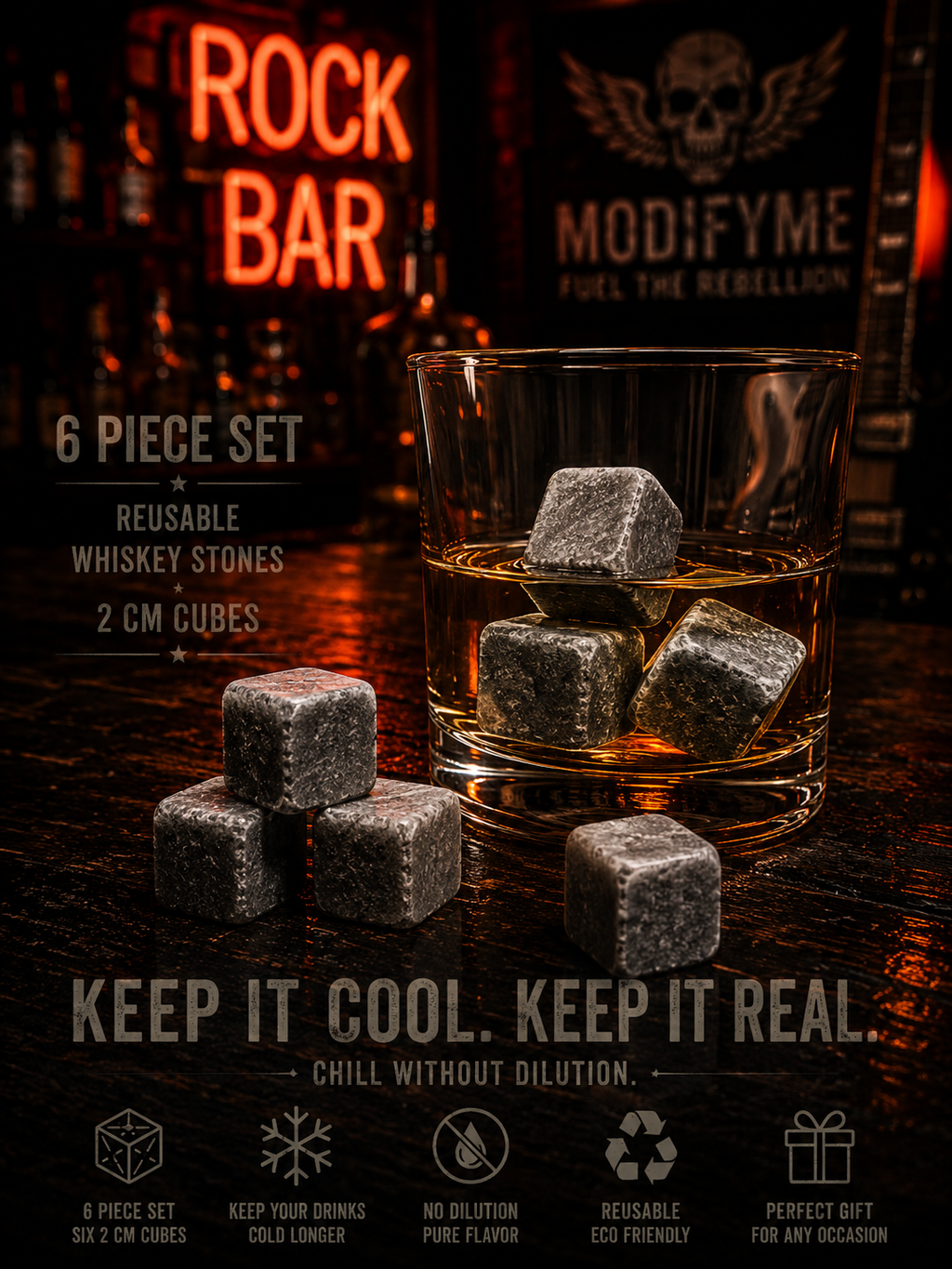 Reusable Whiskey Ice Stone Set