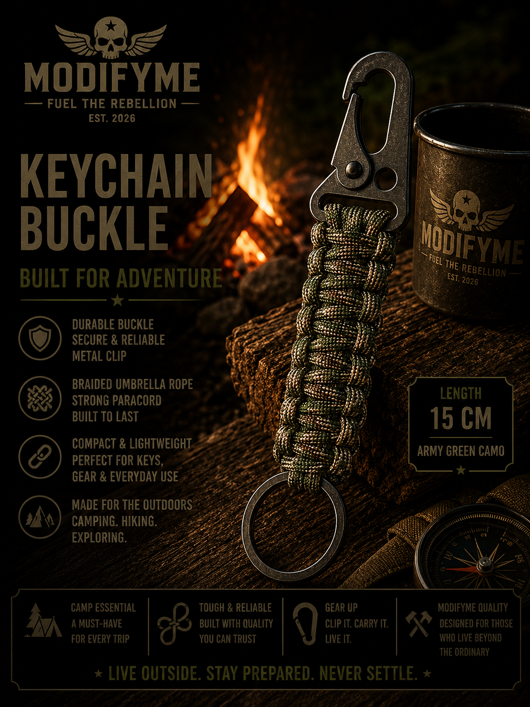 Keychain Buckle - Army Green Camo