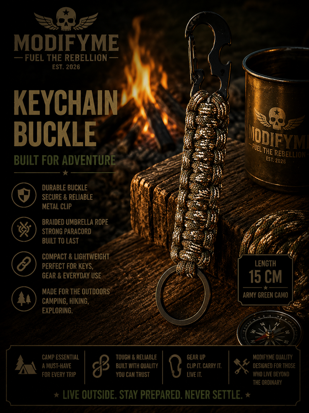 Keychain Buckle - Army Green Camo