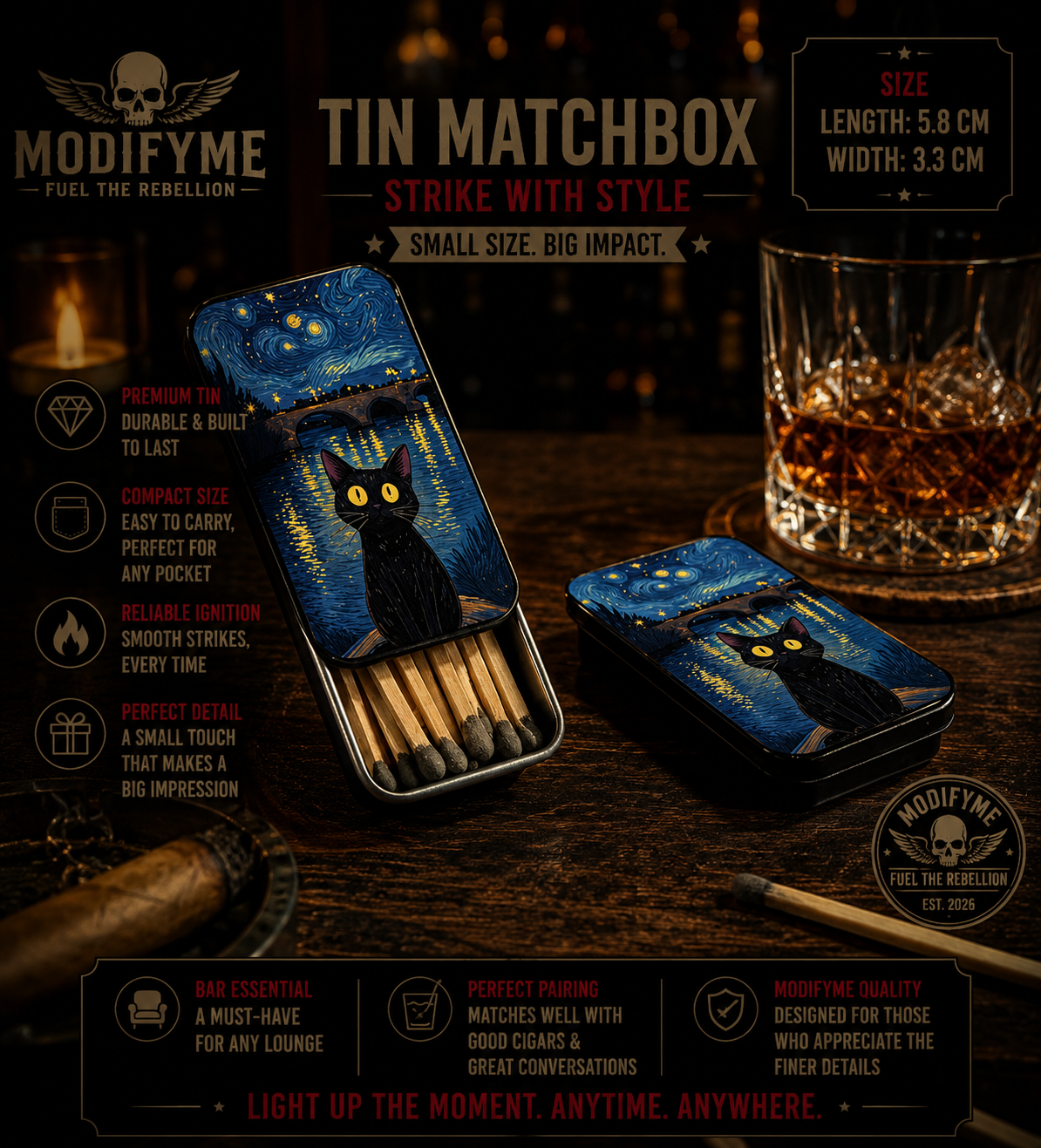 Tin Matchbox - Starry Sky Cat
