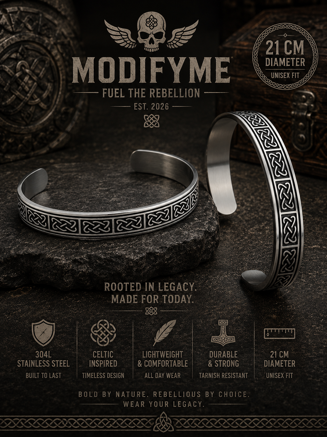 Celtic Inspired Cuff Bangle