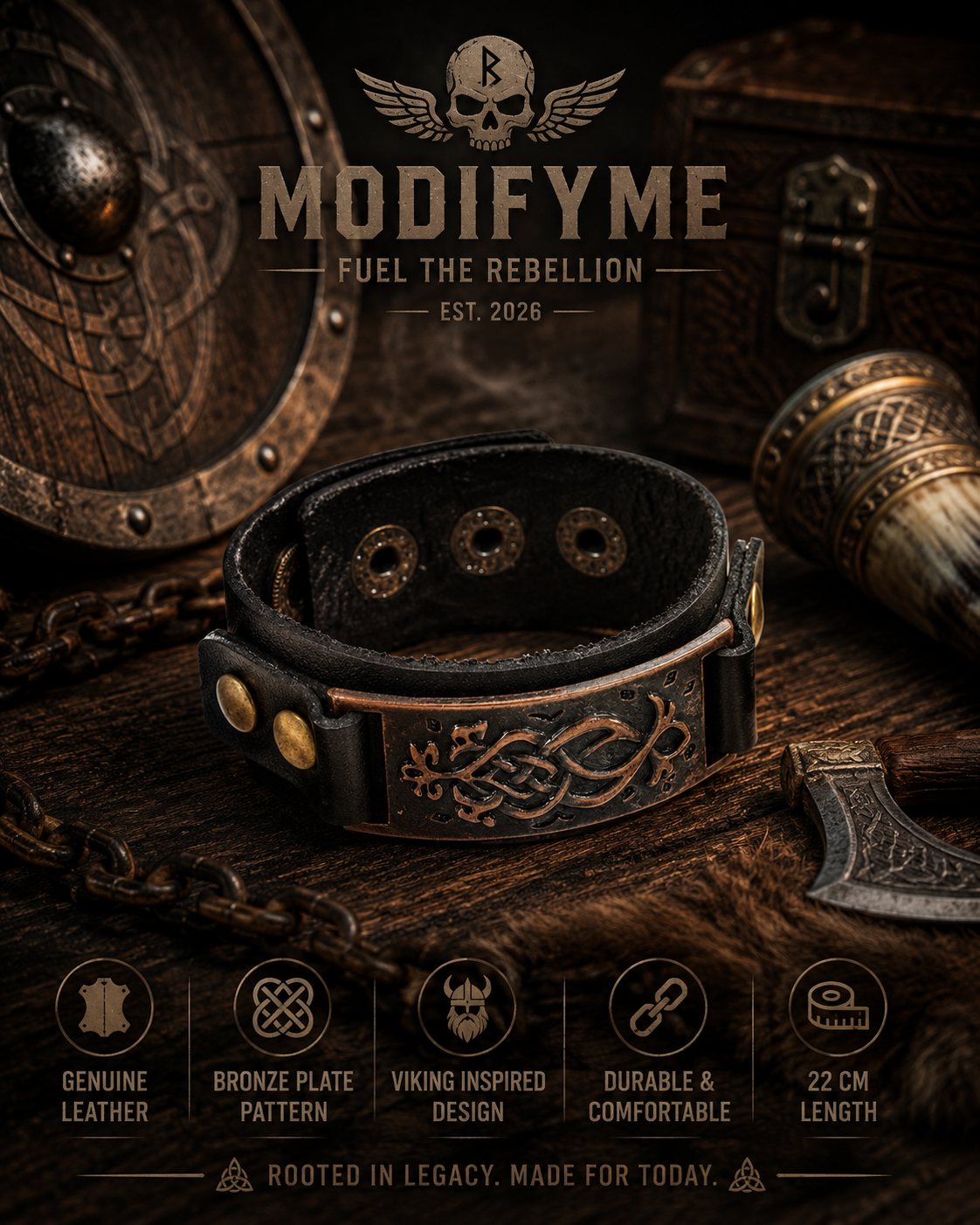 Norse-Inspired Leather Cuff