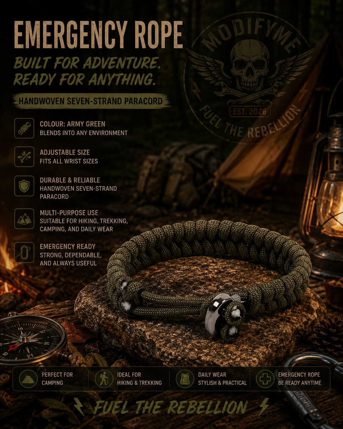Paracord Wristband - Army Green