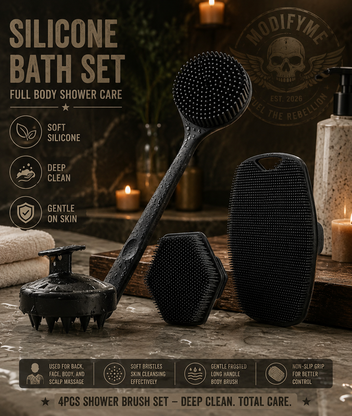 4-Piece Shower Brush Set
