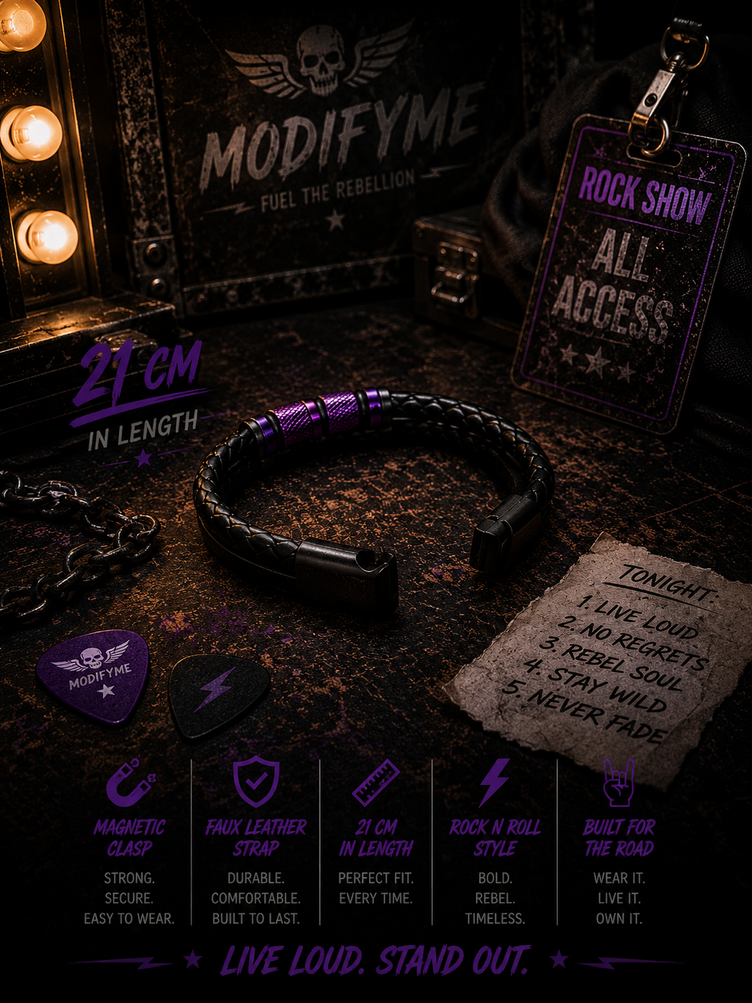 Faux Leather Bracelet - Purple