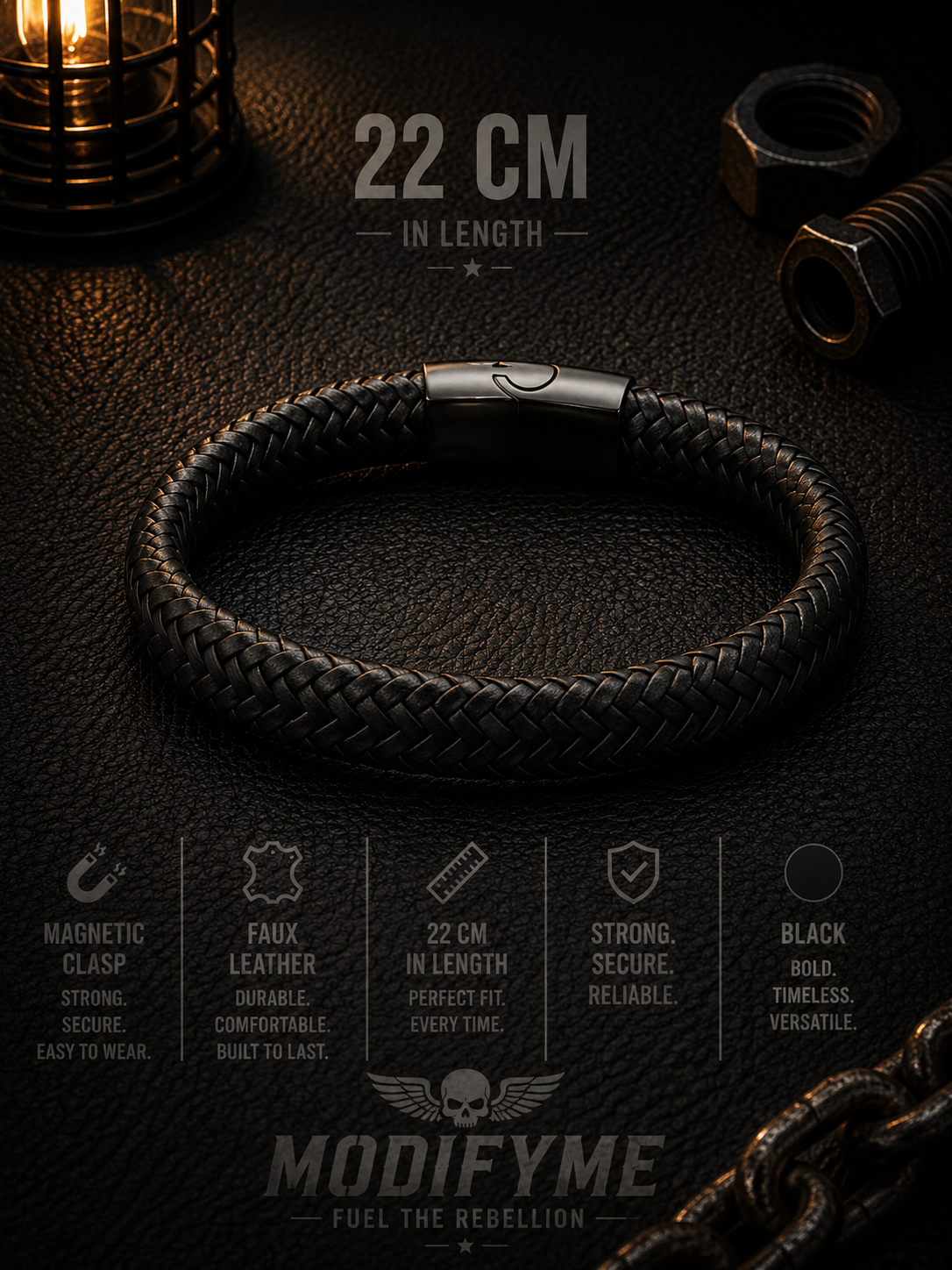 Faux Leather Bracelet - Black
