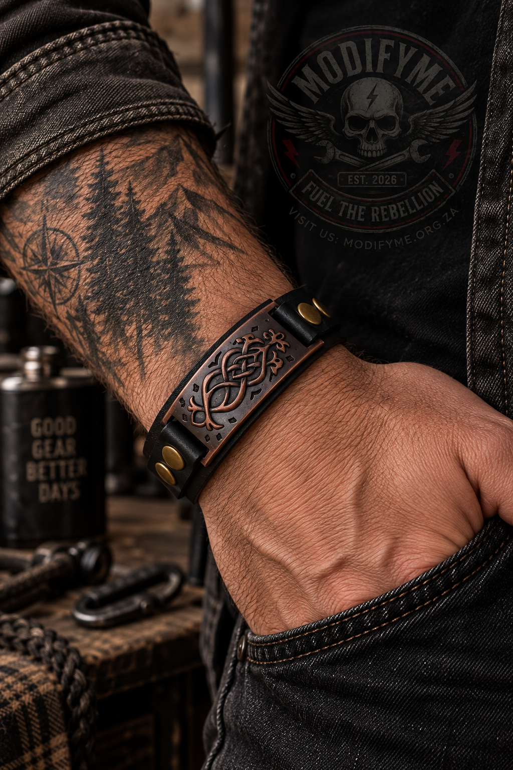 Norse-Inspired Leather Cuff