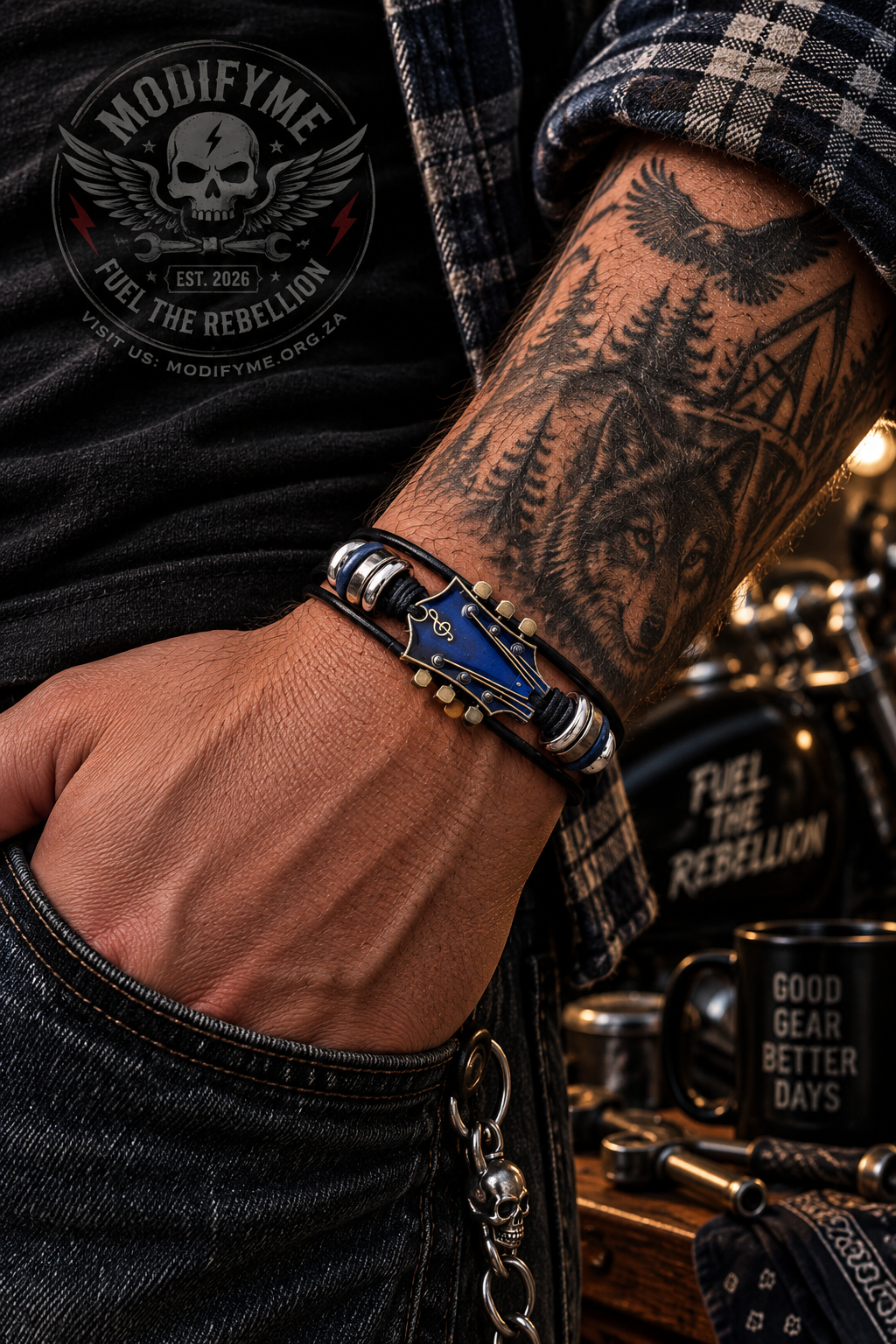 Guitar-inspired Bracelet - Cyan Blue