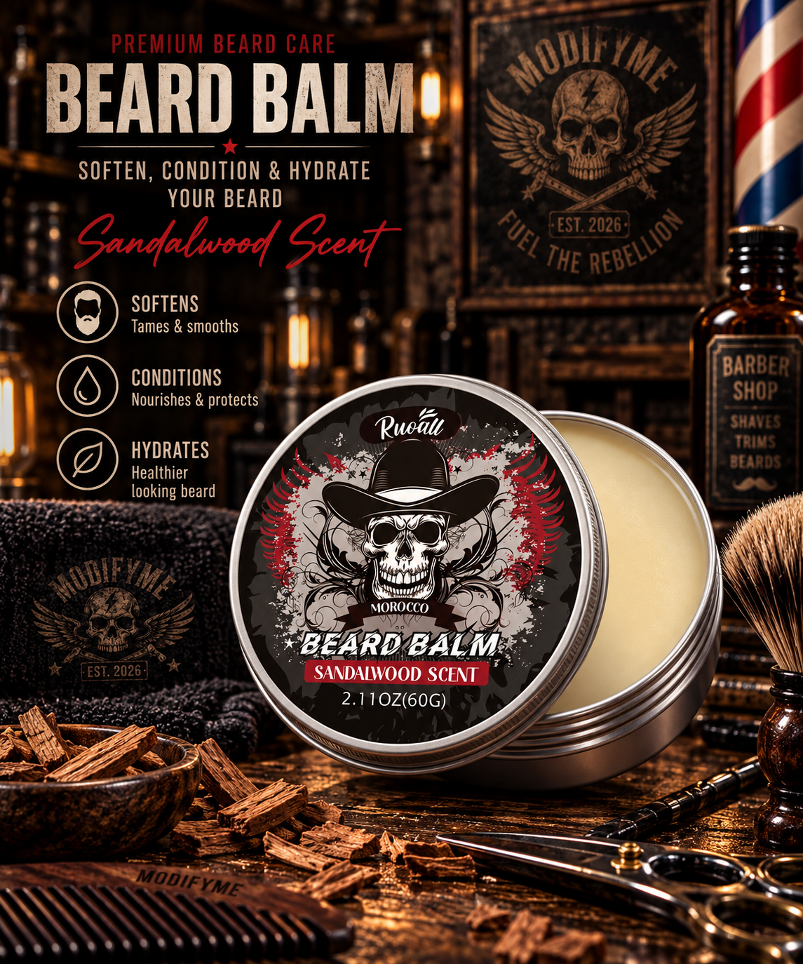 Sandalwood Beard Balm, 60 g